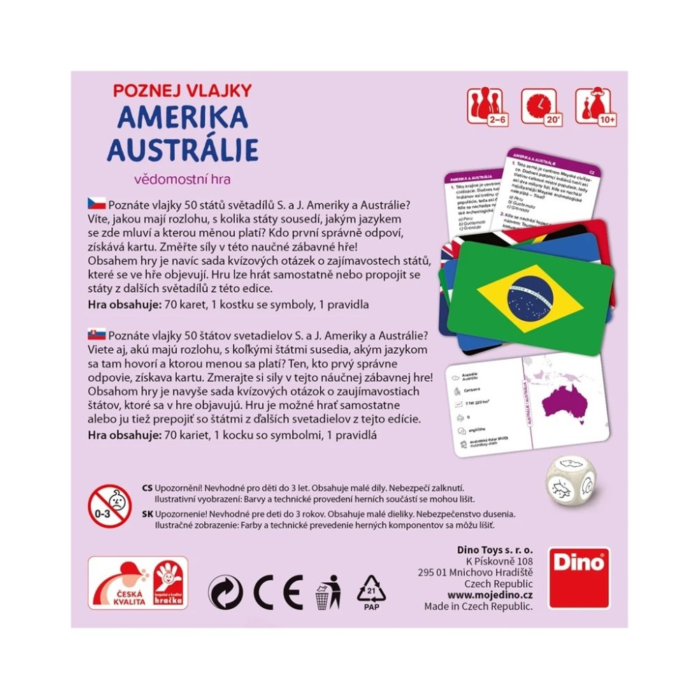 Dino Cestovní hra Poznej vlajky - Amerika a Austrálie (obrázek 2)