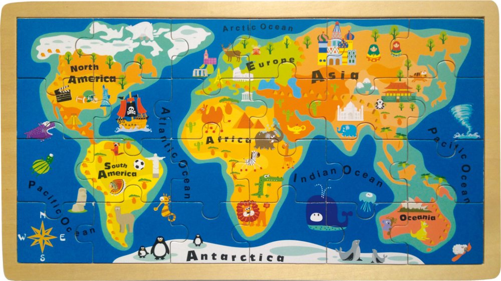 small foot Vkládací puzzle jednoduchá velká mapa světa