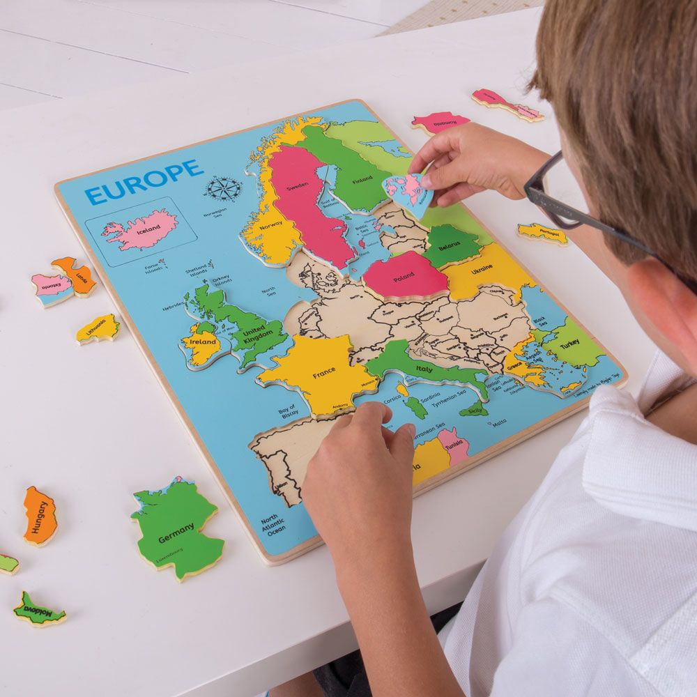 Bigjigs Toys Dřevěné puzzle mapa Evropy 25dílků (obrázek 3)