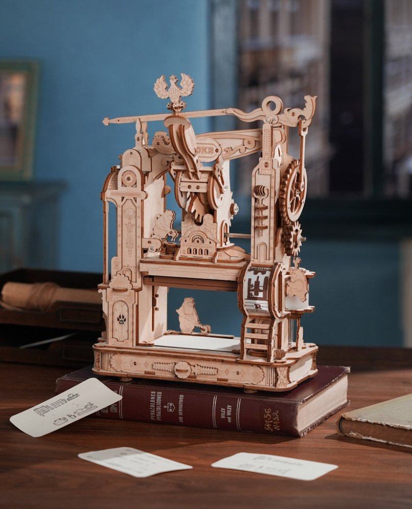 RoboTime 3D dřevěná mechanická skládačka Tiskařský lis (obrázek 6)