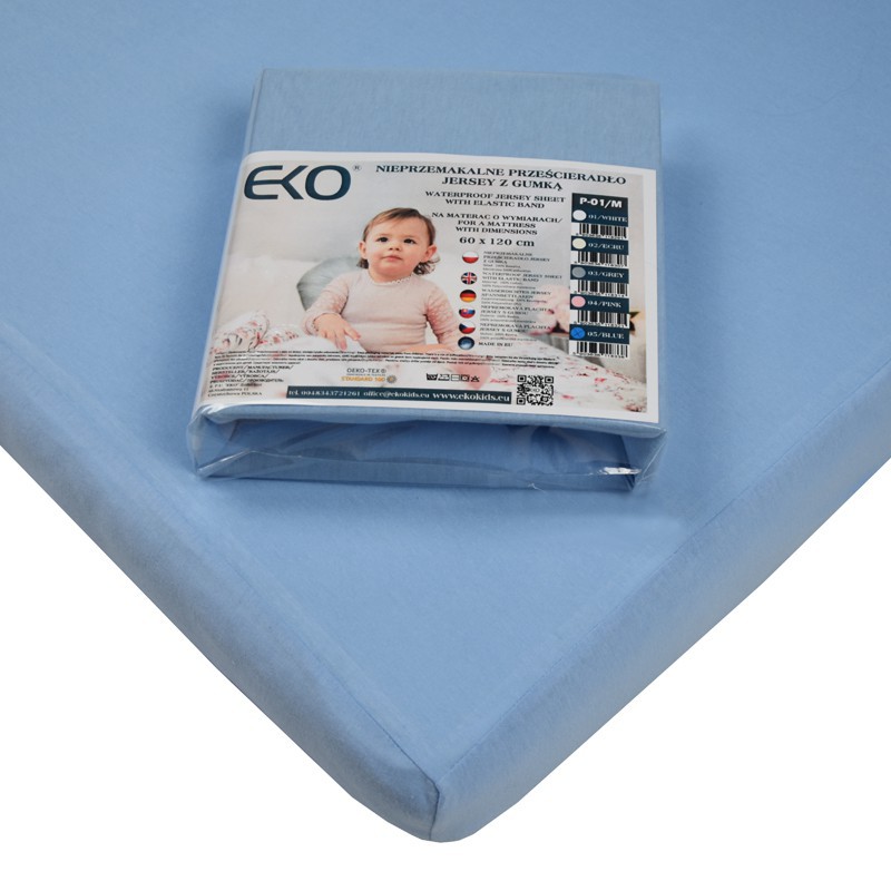 EKO Laken Wasserdicht Mit Gummijersey Blau 120x60 Cm