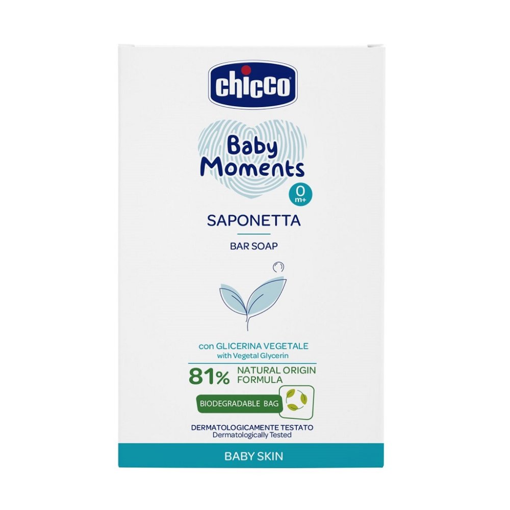 CHICCO Solid Hand Soap With Vegetable Glycerin Baby Moments 81% Natural Ingredients 100 G