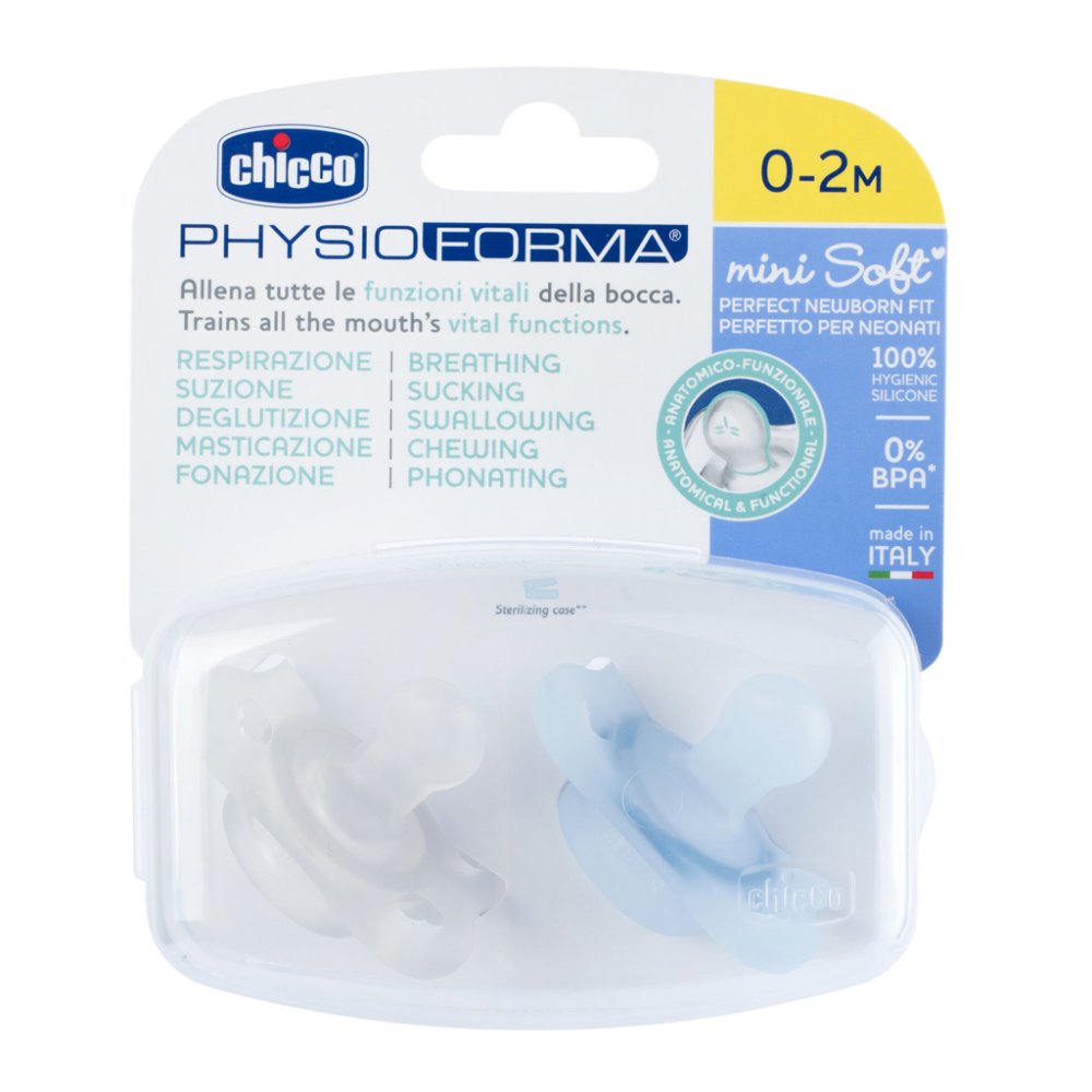 CHICCO Cumi Physio Mini Soft Full Szilikon 0-2m Fiú 2 Db