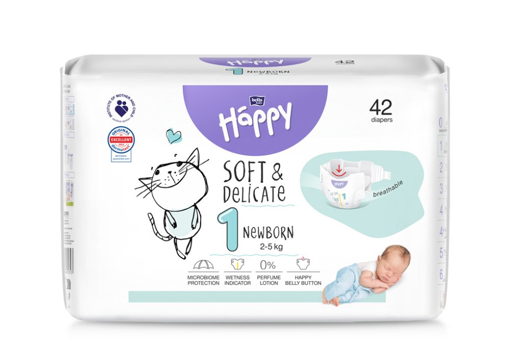 BELLA HAPPY Scutece Bebelusi De Unica Folosinta Nou Nascut 2-5 Kg 42 Buc