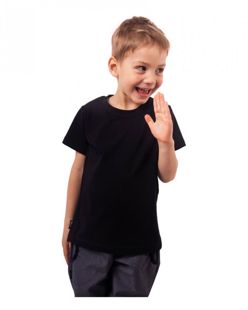 T-shirt pour enfants, manches courtes, noir 122 – Image 3