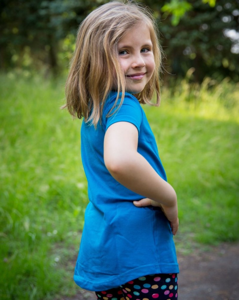 T-shirt manches courtes pour filles, turquoise foncé 110 – Image 5