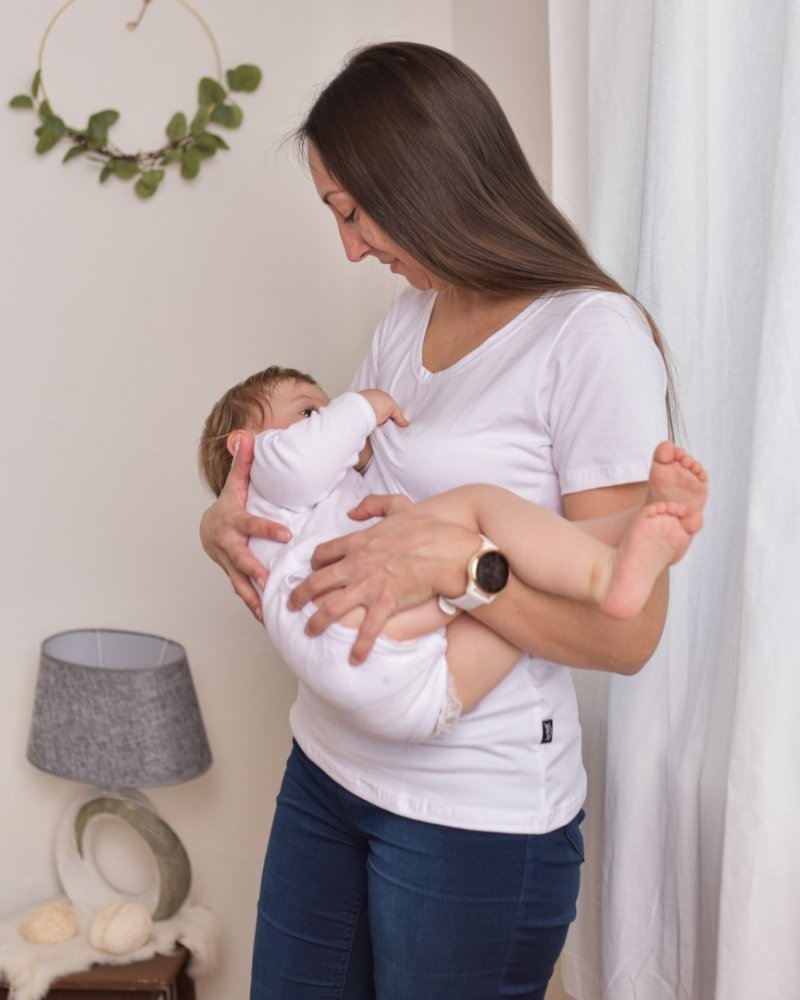 T-shirt d'allaitement Katherine, manches courtes, blanc M/L – Image 3