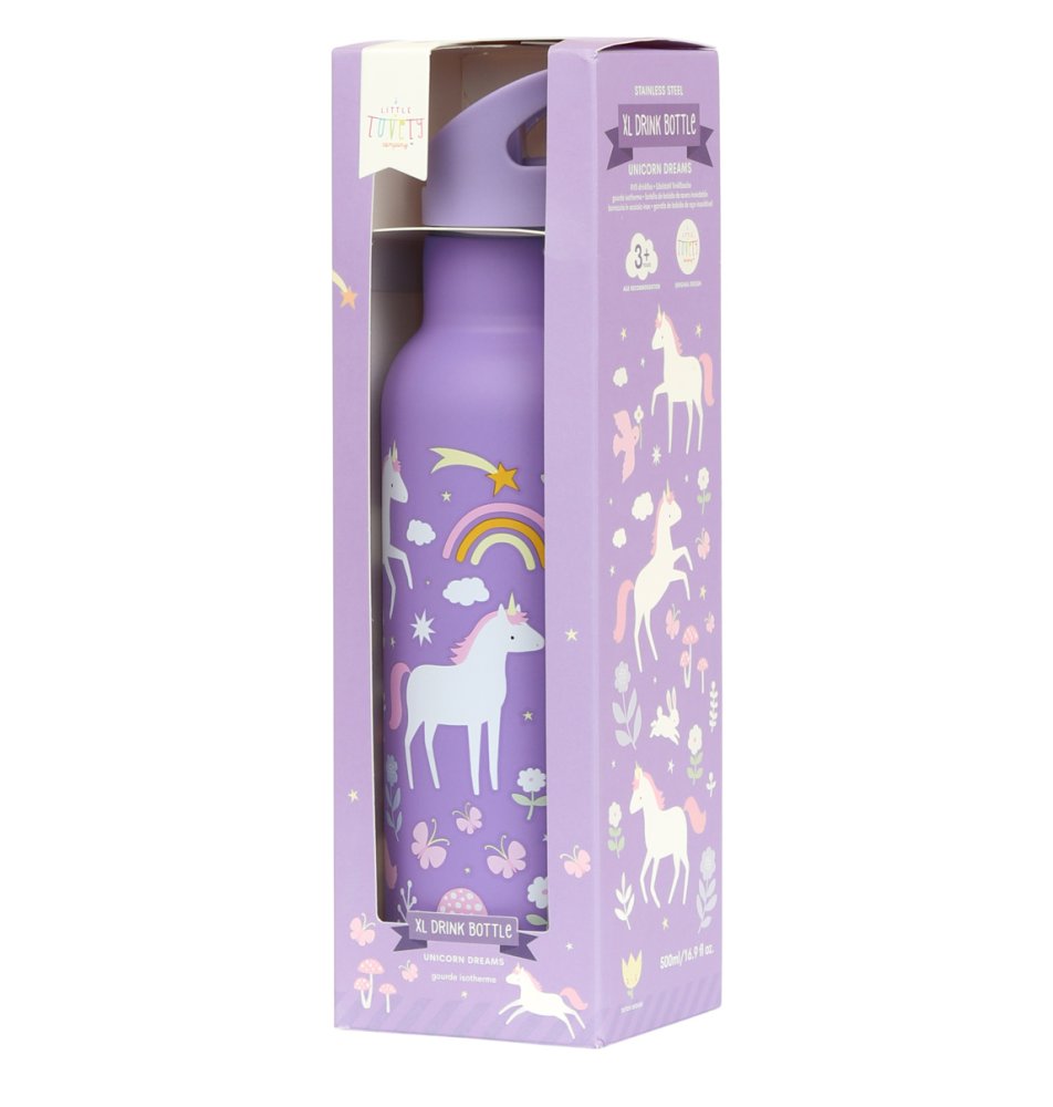 A Little Lovely Company - Borraccia in acciaio inossidabile, 500 ml - Unicorno e arcobaleno - immagine 4