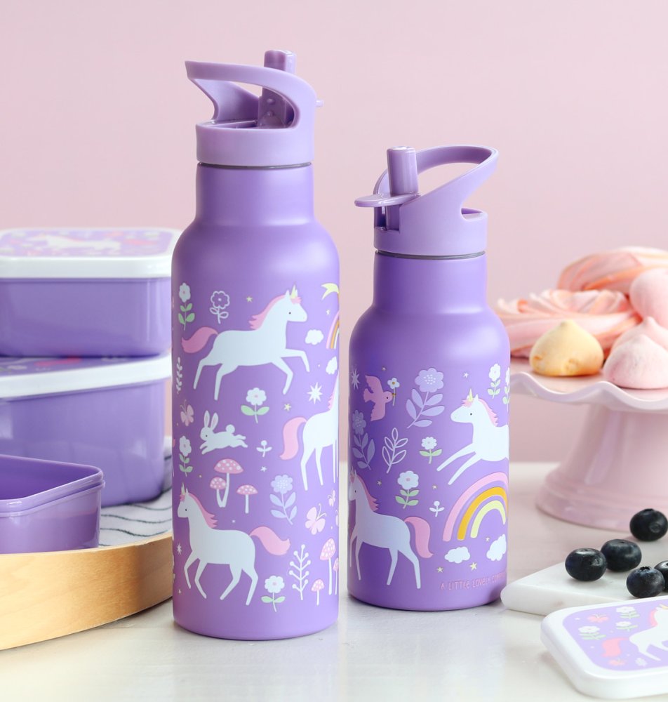 A Little Lovely Company - Borraccia in acciaio inossidabile, 500 ml - Unicorno e arcobaleno - immagine 6