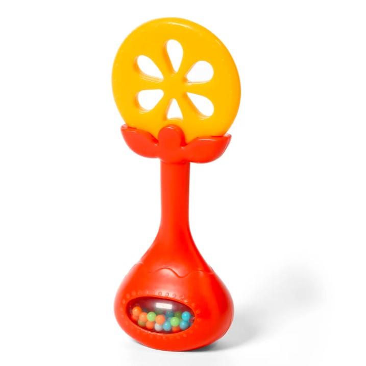BABYONO Massaggiagengive educativo con sonaglio arancia