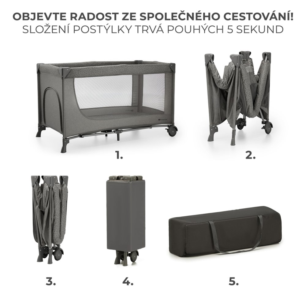 KINDERKRAFT Lettino da viaggio Joy 2 Dark grey - immagine 4