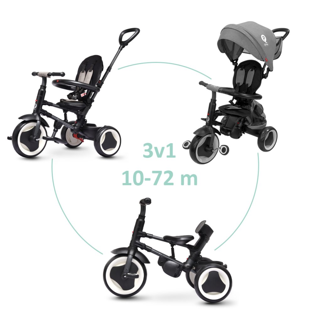 QPLAY Triciclo Rito eva plus Grey, età 10-72 mesi
