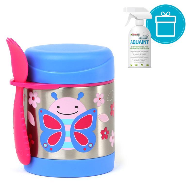 SKIP HOP Zoo Termos per alimenti con cucchiaio/forchetta Farfalla 325 ml, 3+ + AQUAINT 500 ml