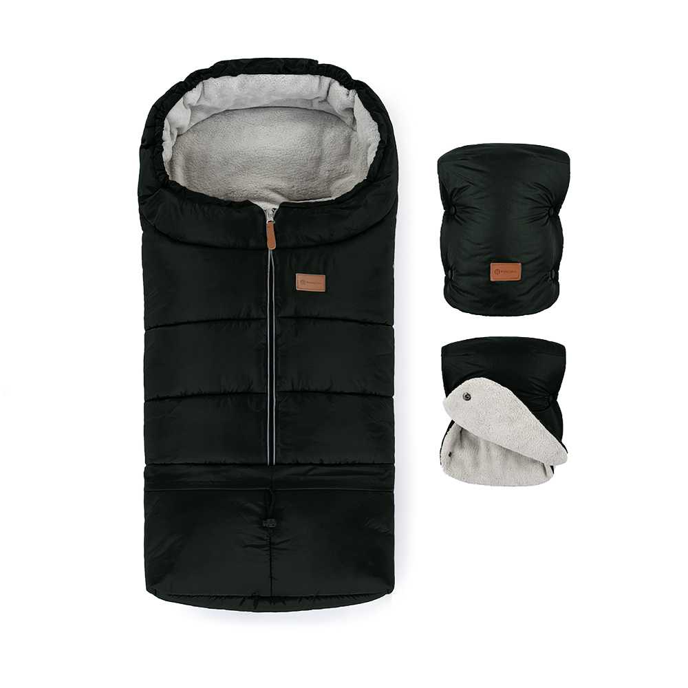 PETITE&MARS Ensemble chancelière d’hiver Jibot 3 en 1 + gants pour poussette Jasie Ink Black