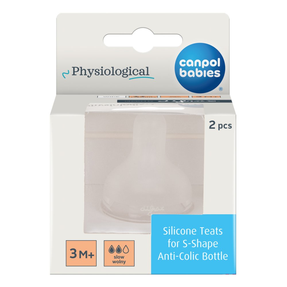 CANPOL BABIES Tettarella in silicone per biberon S-Shape flusso lento 3m+, 2 pz - immagine 7