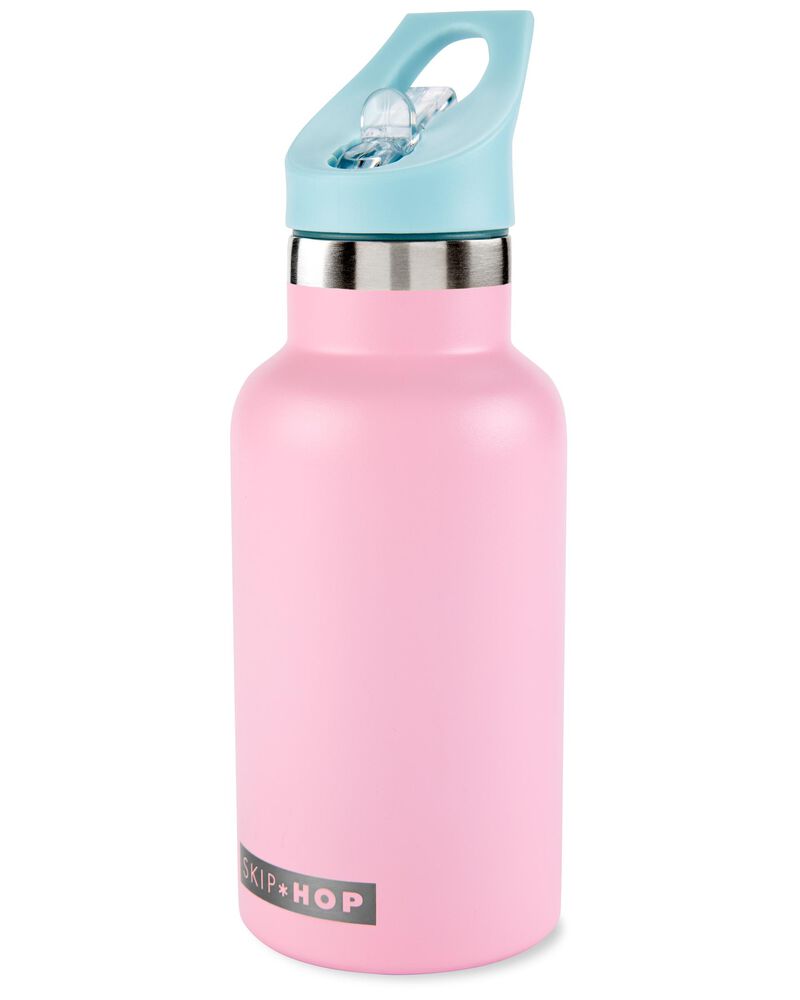 SKIP HOP Bouteille avec autocollants et paille en acier inoxydable rose 380 ml, 4 ans et + – Image 3