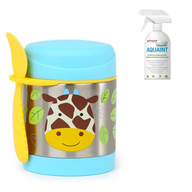 SKIP HOP Zoo Termos per alimenti con cucchiaio/forchetta Giraffa 325 ml, 3+ + AQUAINT 500 ml - immagine 6