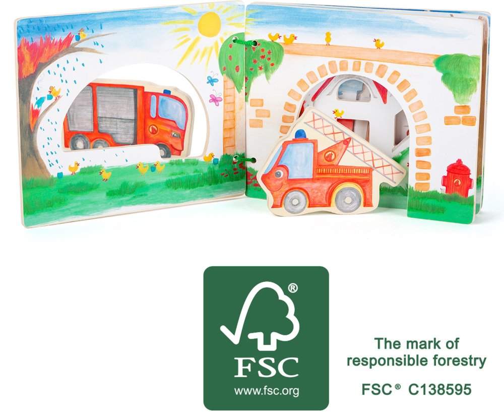 small foot Livre en bois pompiers