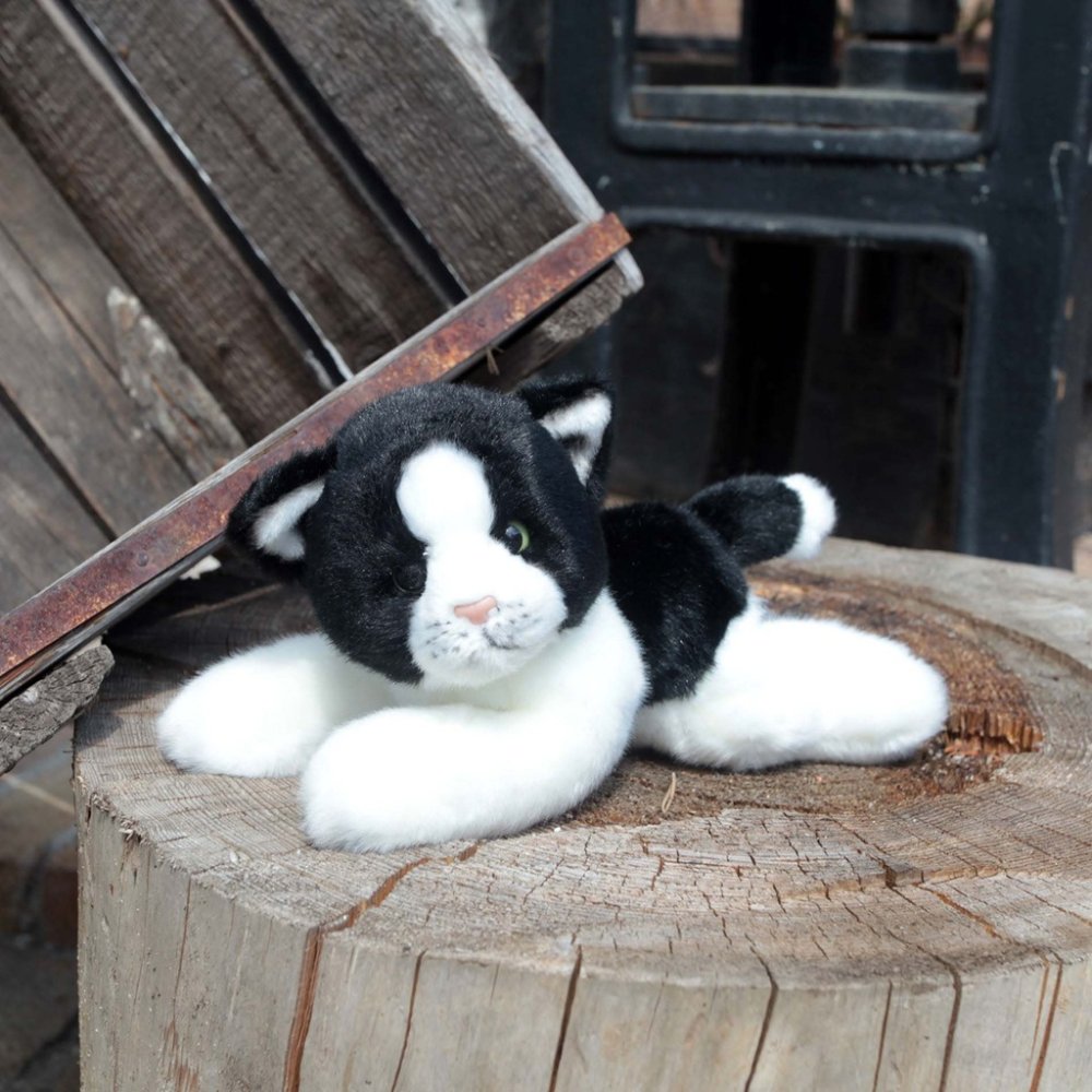 Rappa Plüsch Katze weiß-schwarz liegend 16 cm ECO-FRIENDLY – Bild 4