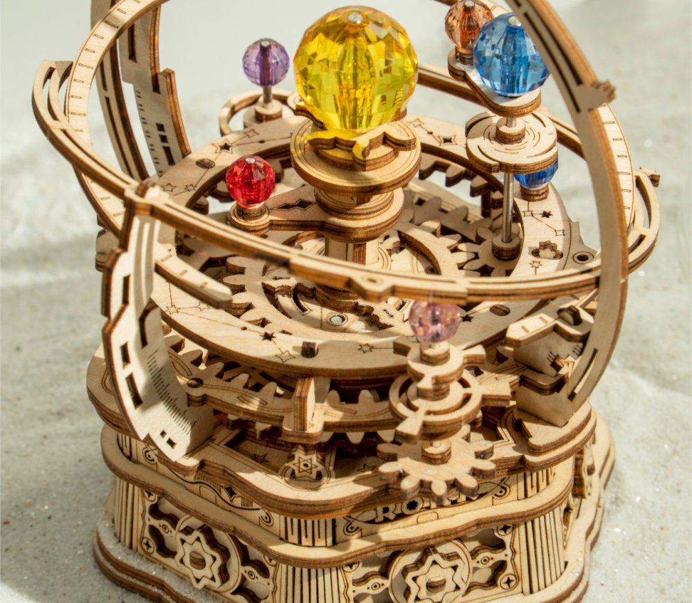RoboTime Puzzle 3D de madera, caja de música, reloj astronómico histórico - Imagen 4