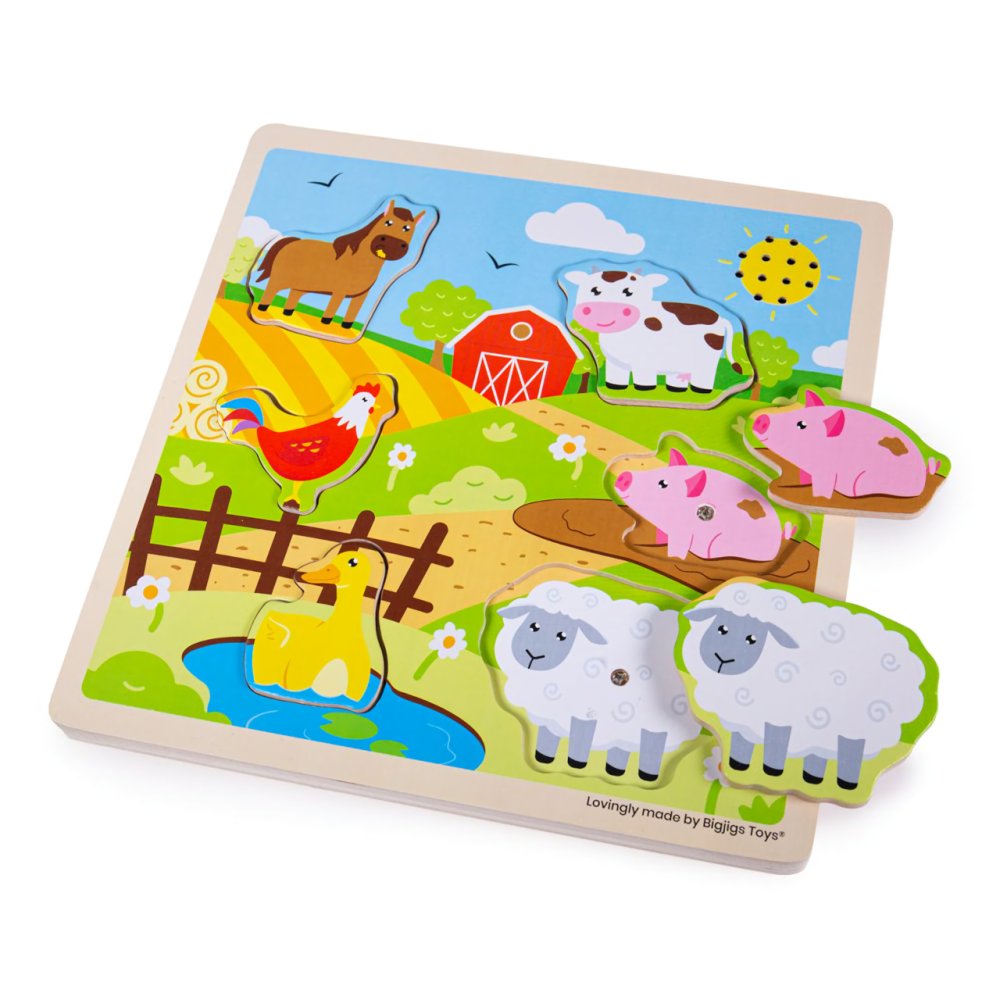 Bigjigs Toys Puzzle Encajable con Sonido Granja