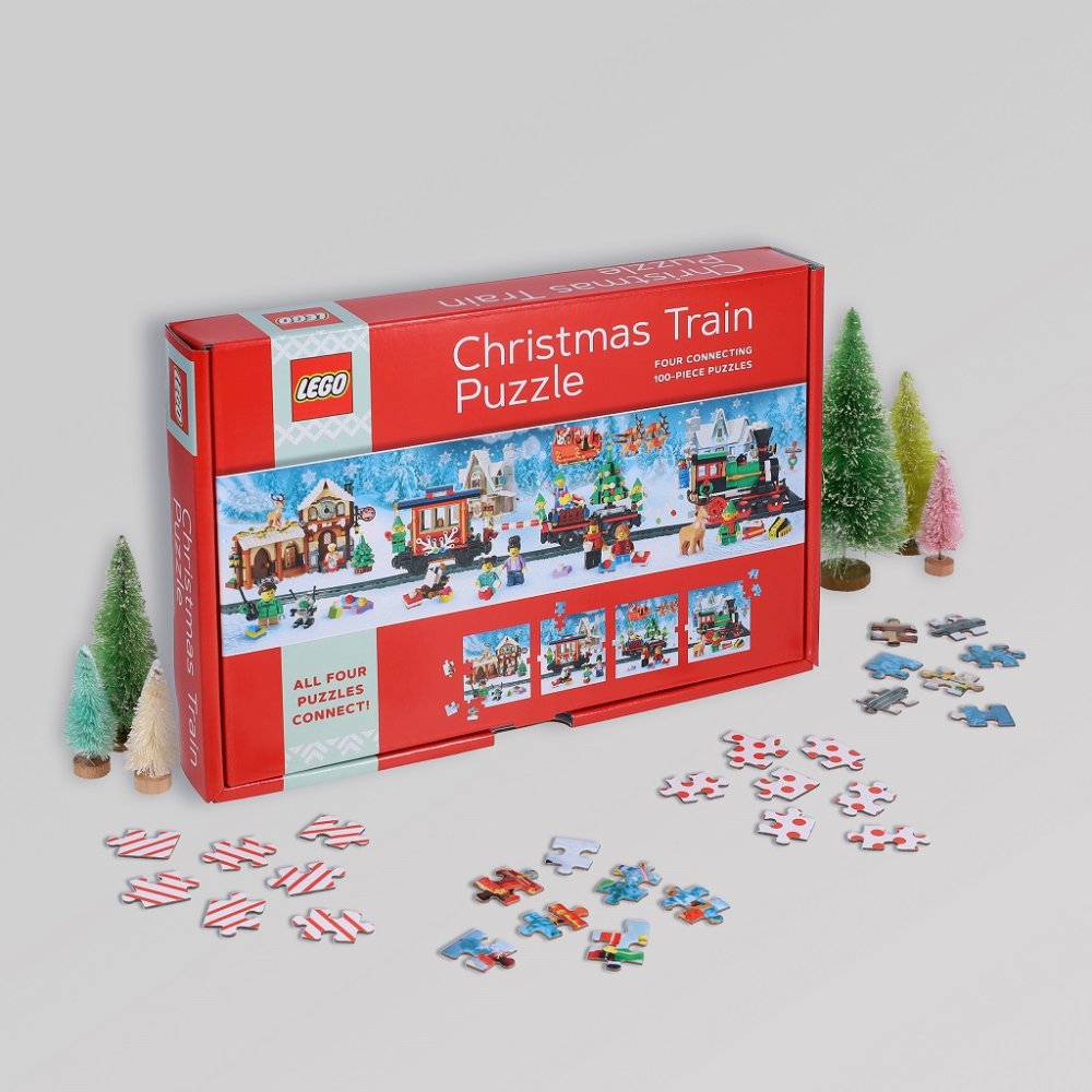 Chronicle Books Puzzle LEGO® Świąteczny pociąg z puzzli 4x100 elementów - obrazek 5
