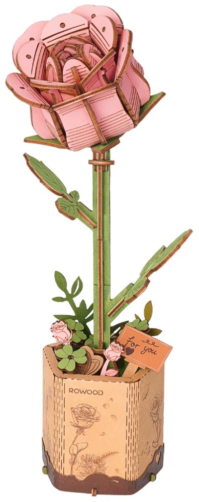 RoboTime 3D fa puzzle Rózsaszín rózsa