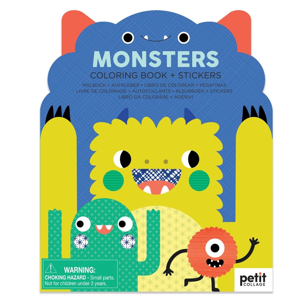 Petit Collage Colouring Book with Stickers Monsters
