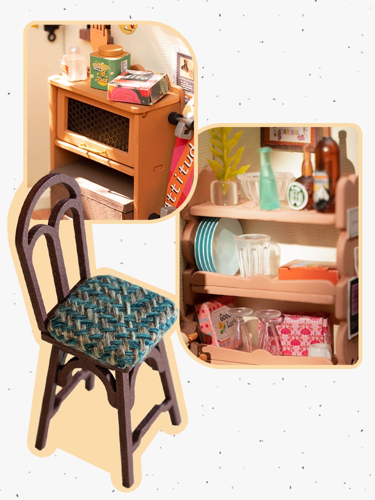 RoboTime 3D fa puzzle Miniatűr házikó Hangulatos konyha - Image 4