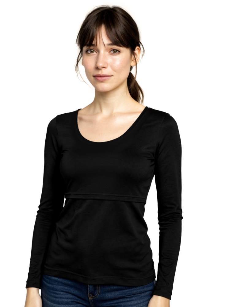 Kateřina szoptatós póló, hosszú ujjú, fekete L/XL