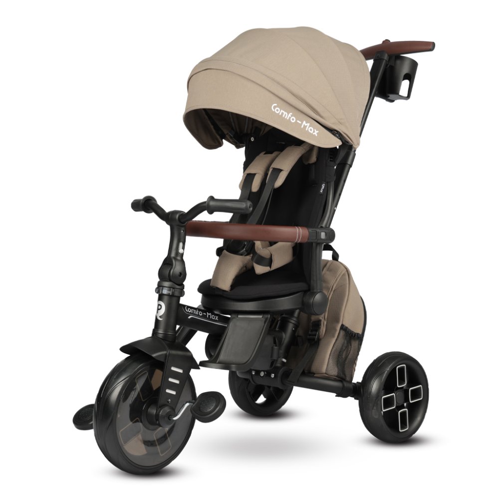 QPLAY Triciclo Comfo Max Coffee, 7 in 1, età 10-72 mesi