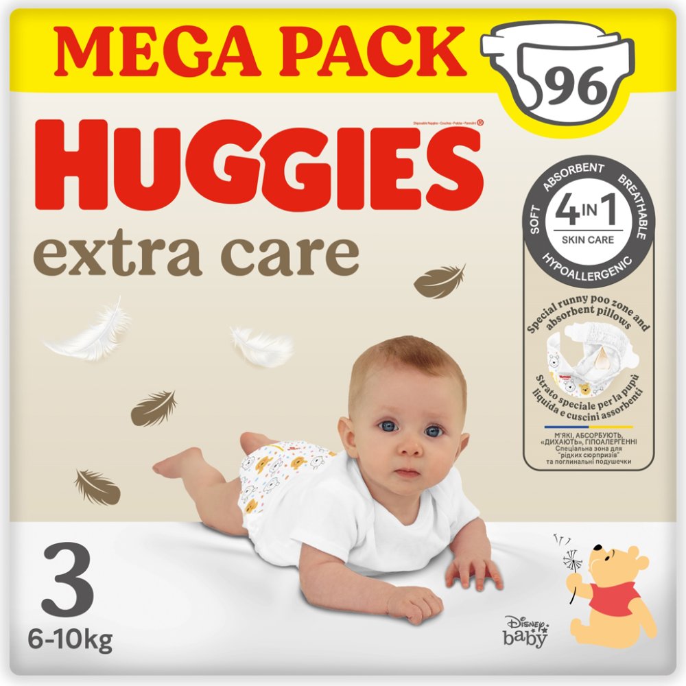 HUGGIES® Eldobható pelenkák Extra Care 3. méret (6-10 kg), 96 db BOX