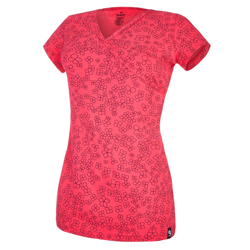Maglietta per allattamento STAMPA MC sottile Outlast® - Fiori di fragola XXL