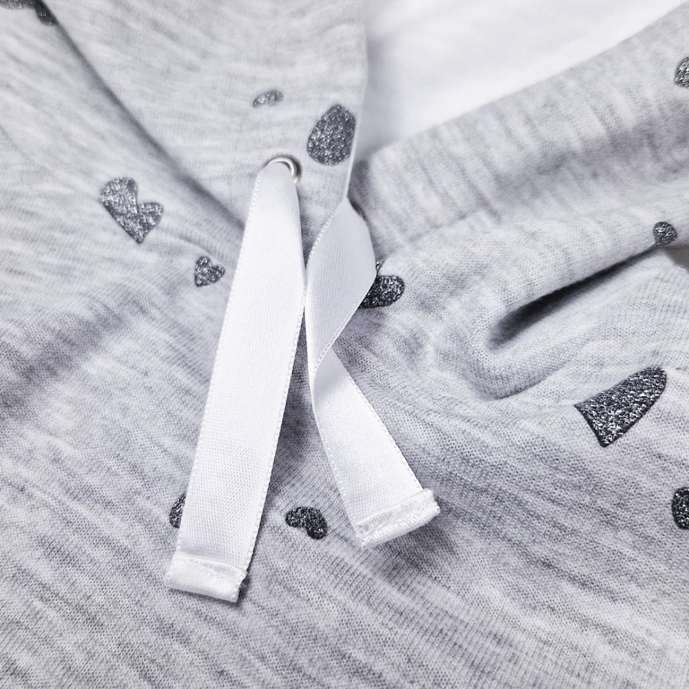 Vestido sudadera - gris jaspeado corazón brillo 116 - Imagen 4