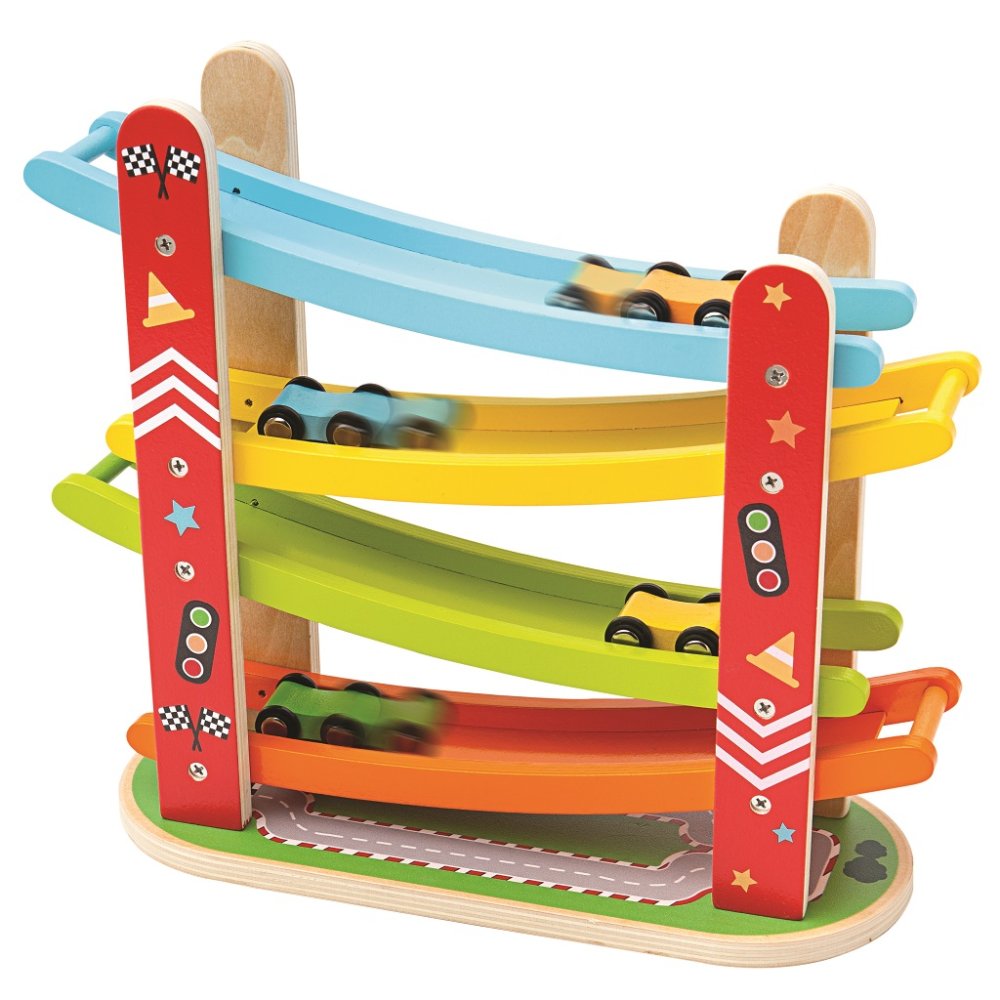Bigjigs Toys Dřevěná automobilová závodní dráha (obrázek 3)