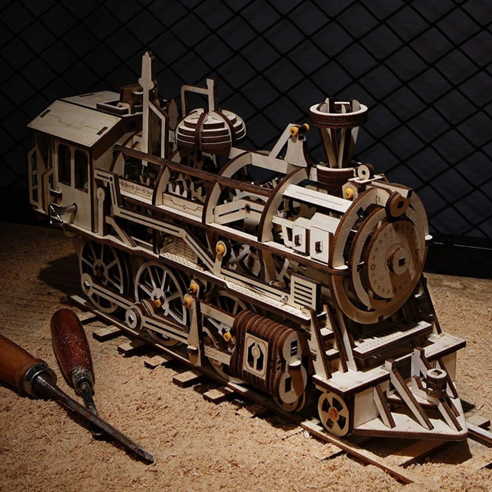 RoboTime 3D dřevěná mechanická skládačka Parní lokomotiva (obrázek 6)