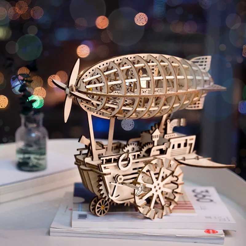 RoboTime 3D dřevěná mechanická skládačka Fantastická vzducholoď (obrázek 10)