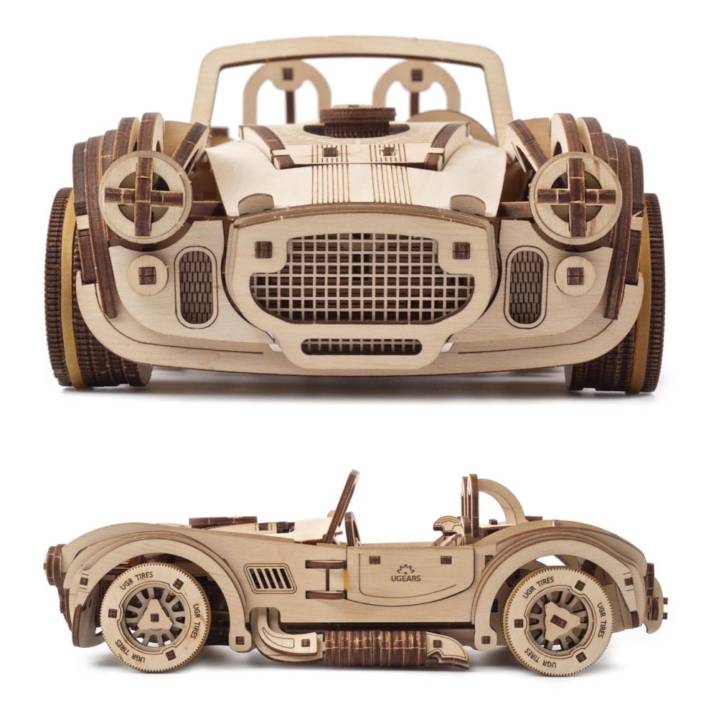 Ugears 3D dřevěné mechanické puzzle Driftující závoďák Cobra (obrázek 7)