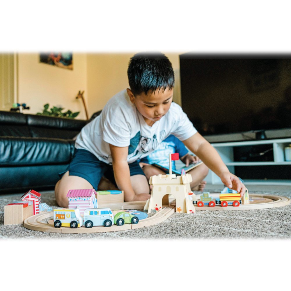 Bigjigs Rail Dřevěná vláčkodráha Úklid pobřeží 70 dílů (obrázek 4)