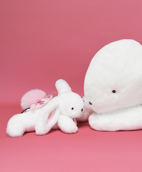 Doudou Dárková sada - Plyšový králíček s růžovou bambulkou 25 cm (obrázek 8)