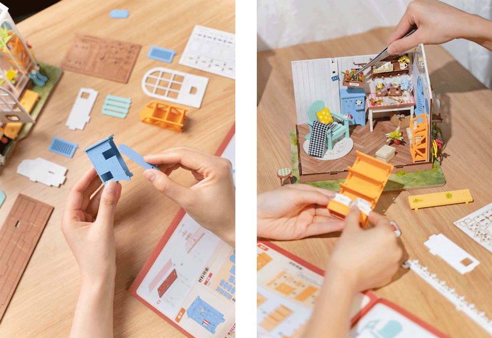 RoboTime 3D dřevěná skládačka Miniatura domečku Vysněný zahradní dům (obrázek 3)