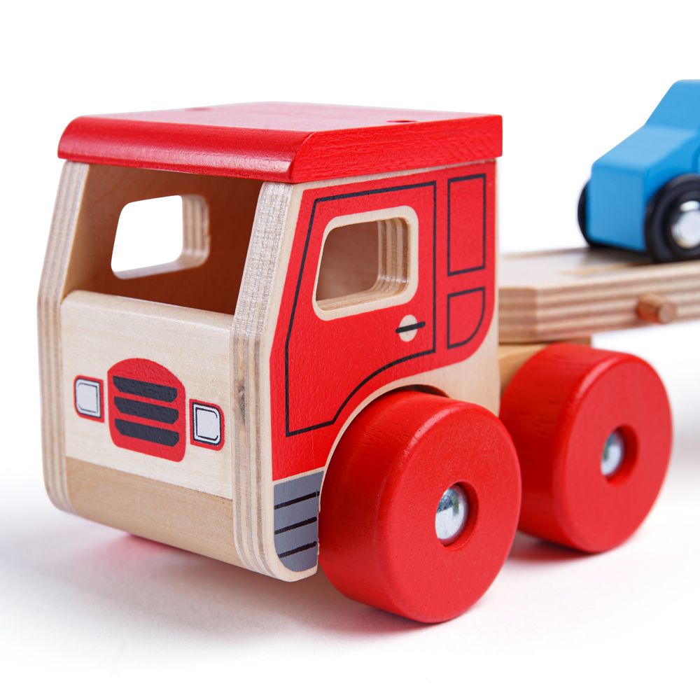 Bigjigs Toys Dřevěný kamion s auty (obrázek 5)