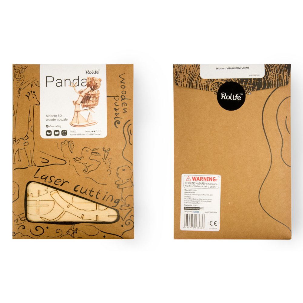 RoboTime Dřevěné 3D puzzle Panda (obrázek 2)