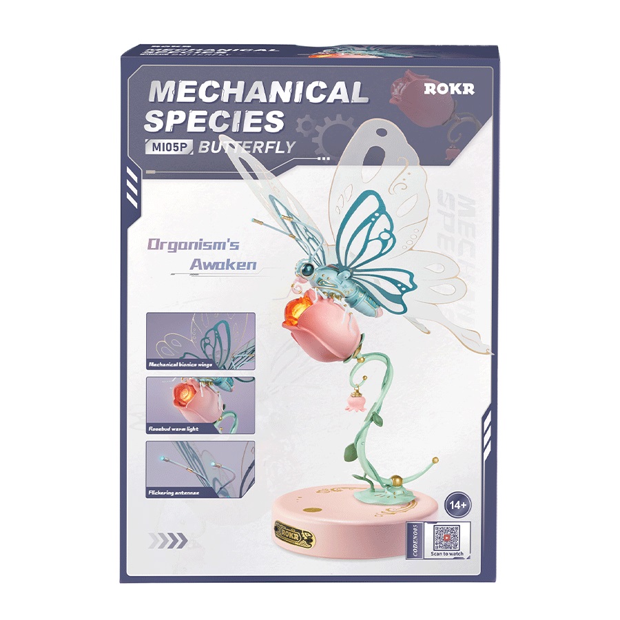 RoboTime 3D mechanická skládačka Růžový motýl (obrázek 4)