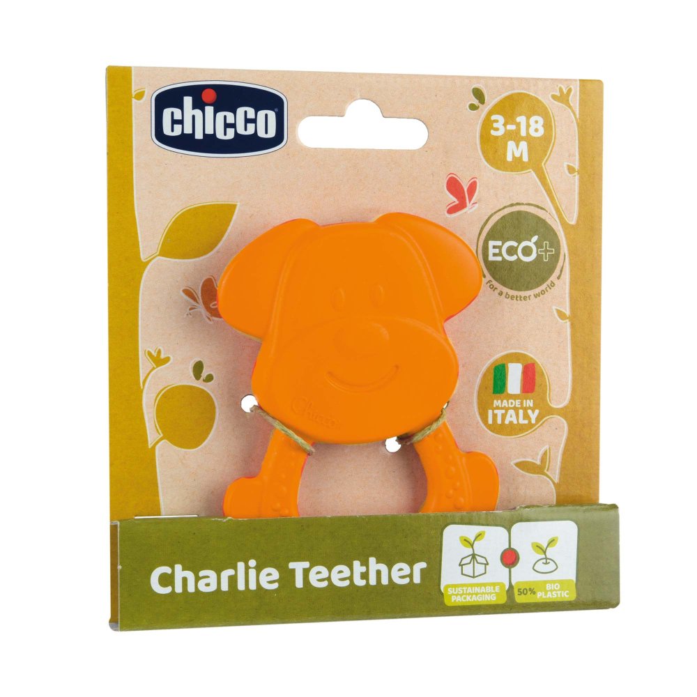 CHICCO Bijtring Eco+ Hond Charlie Oranje 3m+