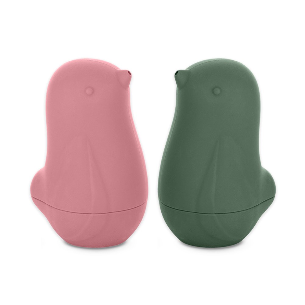 PETITE&MARS Badleksaker I Silikon Love Birds Rose Green 6m+