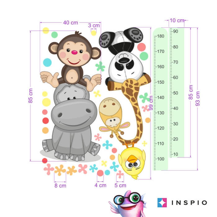 Sticker Mural - Compteur Pour Enfants Avec Des Animaux Heureux