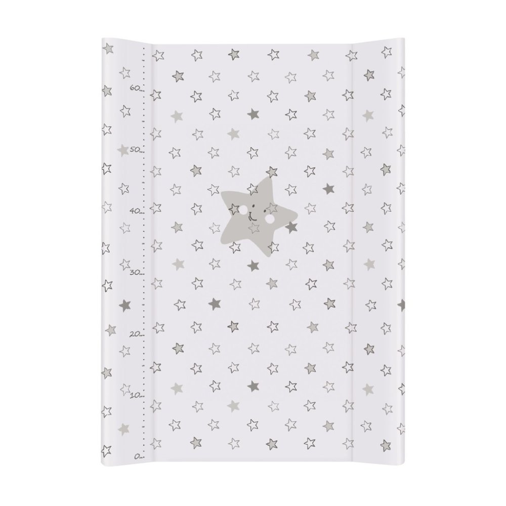 CEBA Wickelauflage 2-eckig Mit Festem Brett (50x70) Comfort Stars Grau