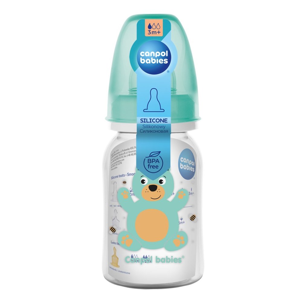 CANPOL BABIES Bottle With CUTE ANIMALS Print 120ml - Green