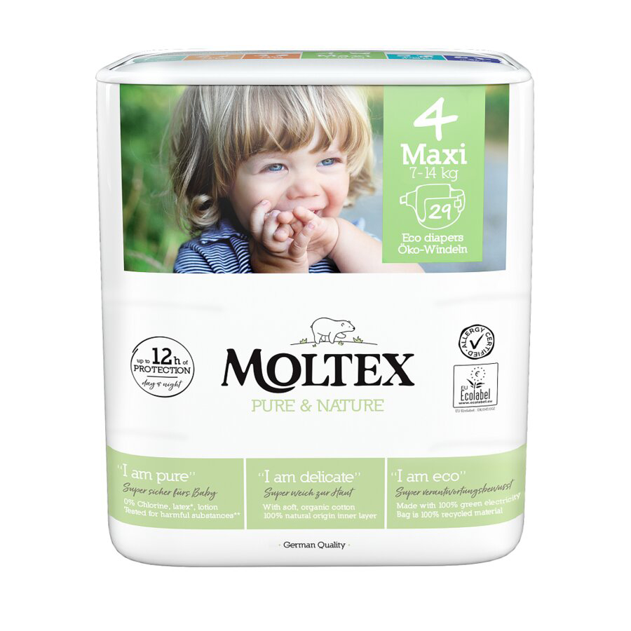 MOLTEX Pure&Nature Pañales Desechables 4 Maxi (7-14 Kg) 29uds